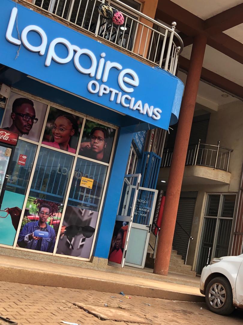 Lapaire Kireka entrance with clear window displays showcasing eyeglass frames